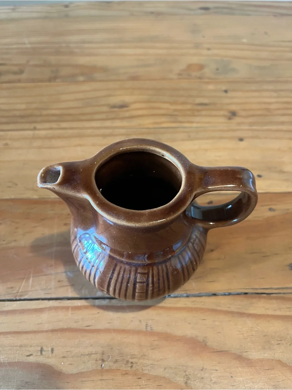 Vintage Brown Ceramic Pitcher Vase